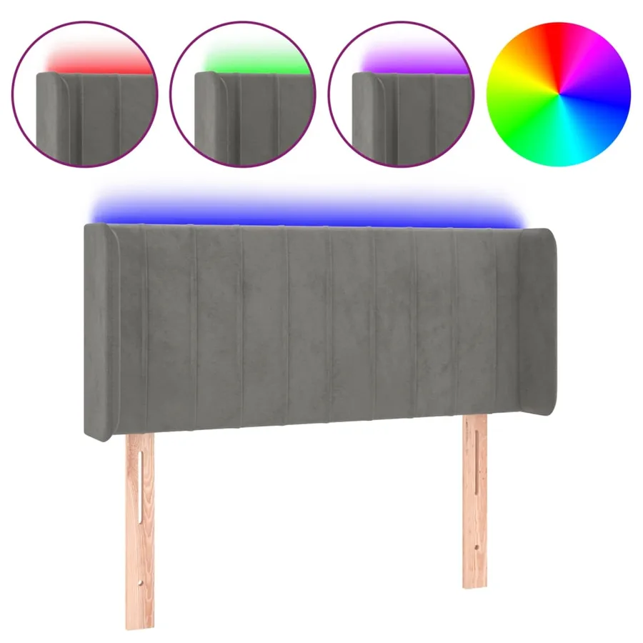 Tête de lit à LED Gris clair 83x16x78/88 cm Velours - 2