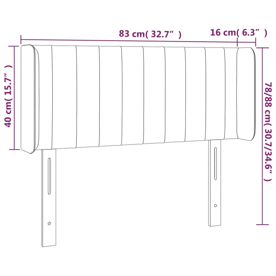 Tête de lit à LED Gris clair 83x16x78/88 cm Velours - 6