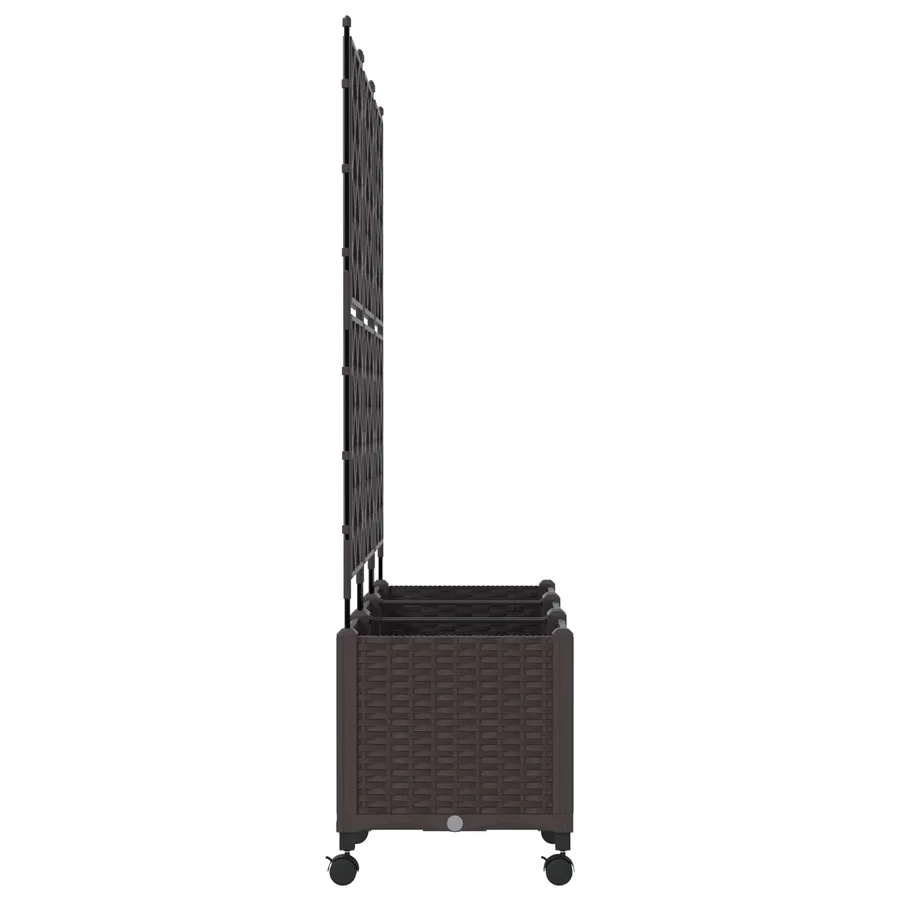 Bac de jardin avec treillis et roues 3 pc Marron PP - 3