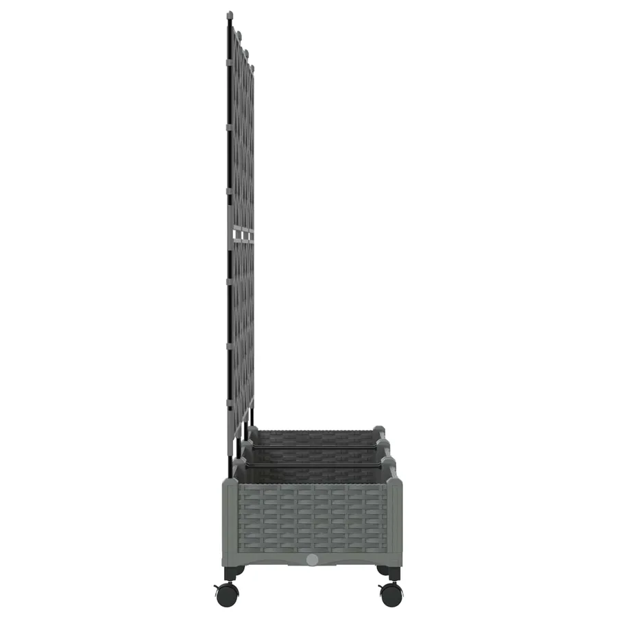 Bac de jardin avec treillis et roues 3 pc Gris clair PP - 3