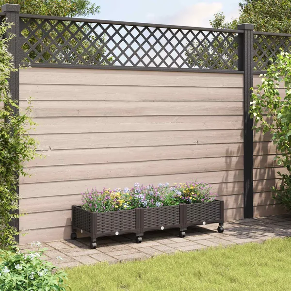 Jardinière avec Roues Marron 120 x 40 x 29 cm PP