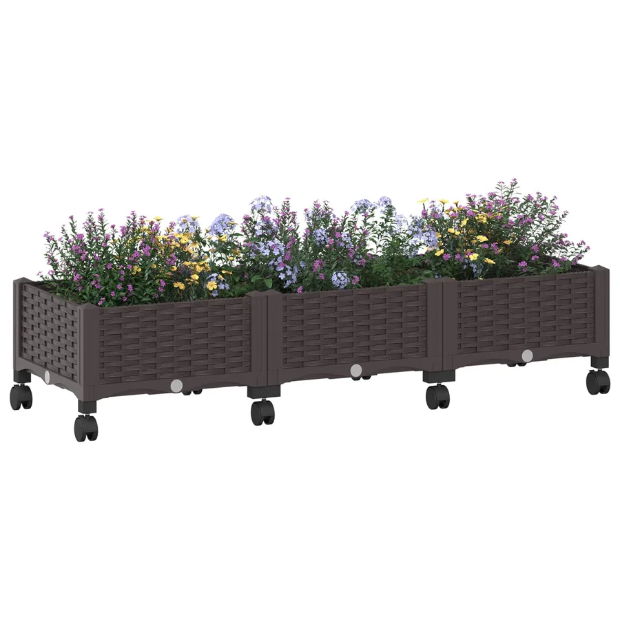 Jardinière avec Roues Marron 120 x 40 x 29 cm PP - 3