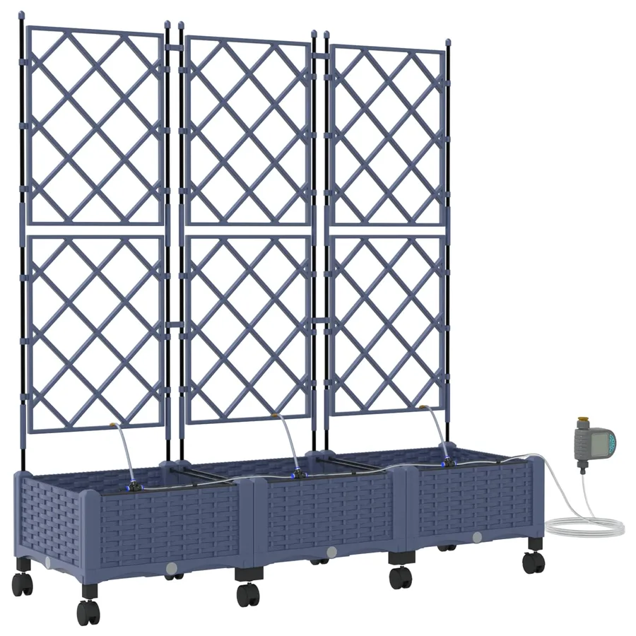 Porte-plante de jardin avec irrigation et roues 3 pc Gris PP - 2