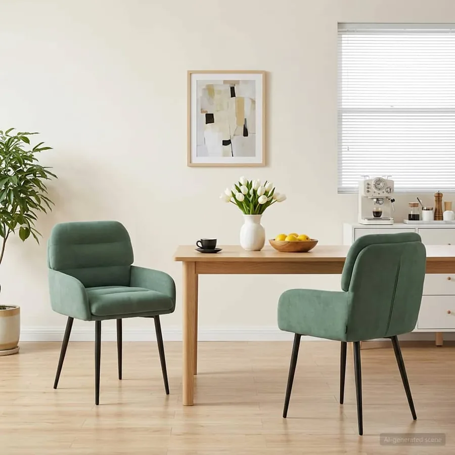Chaises de salle à manger 2 pcs Velours Vert Mer