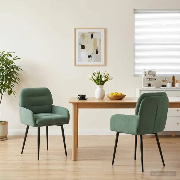 Chaises de salle à manger 2 pcs Velours Vert Mer