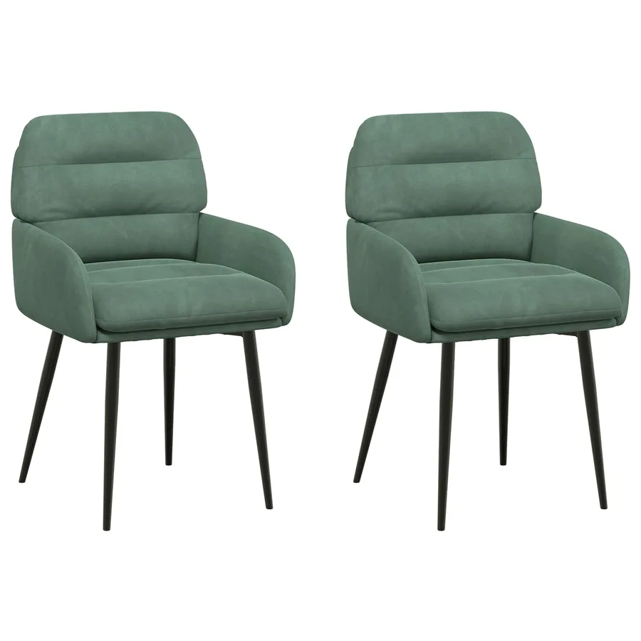 Chaises de salle à manger 2 pcs Velours Vert Mer - 2