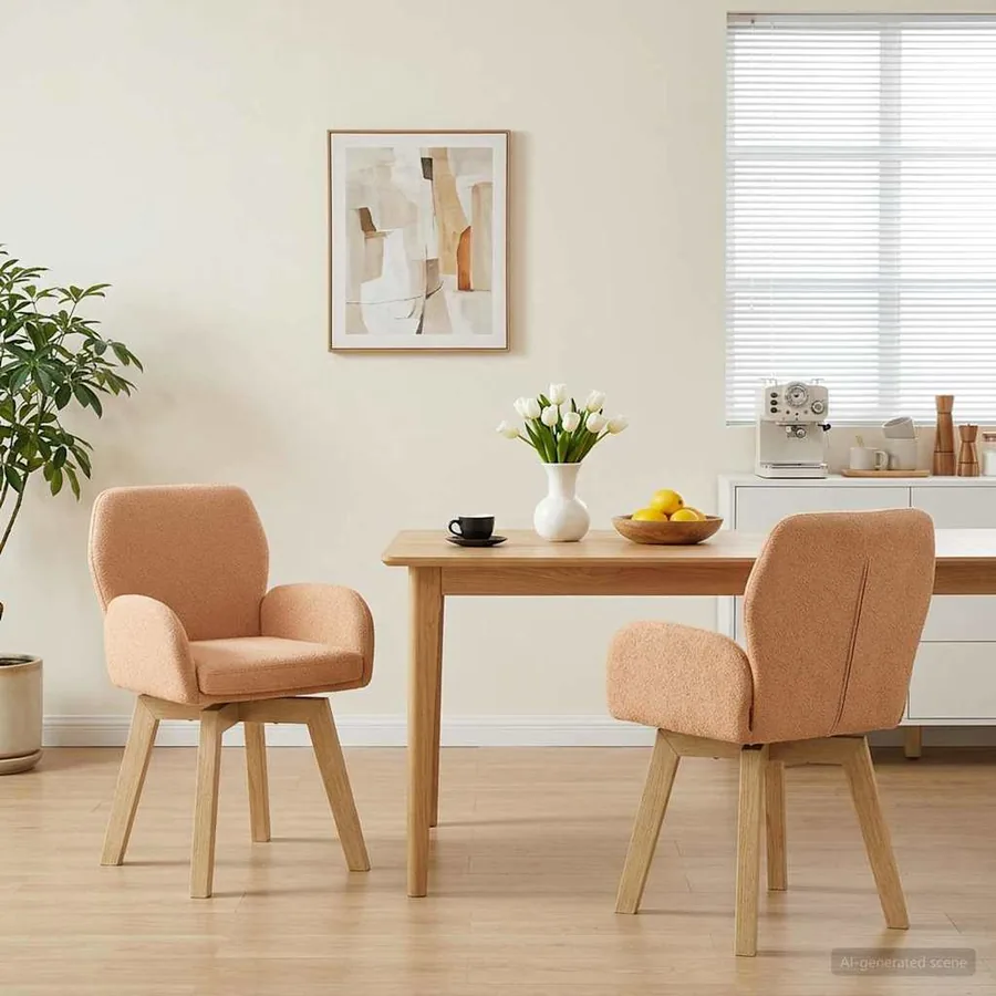 Chaises de salle à manger pivotantes 2 pcs Bouclé Beige
