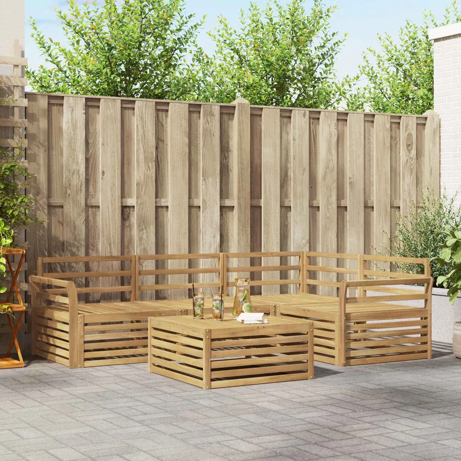 Ensemble de canapés d'extérieur 5 pc Blanc Bois d'Acacia Massif