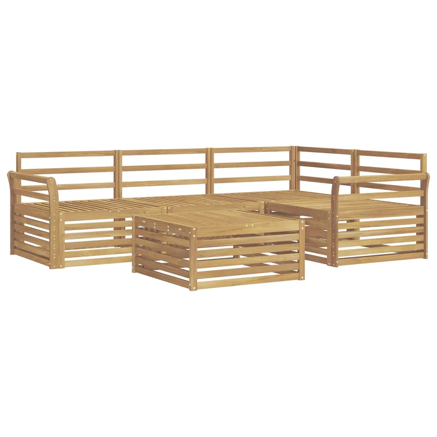 Ensemble de canapés d'extérieur 5 pc Blanc Bois d'Acacia Massif - 2