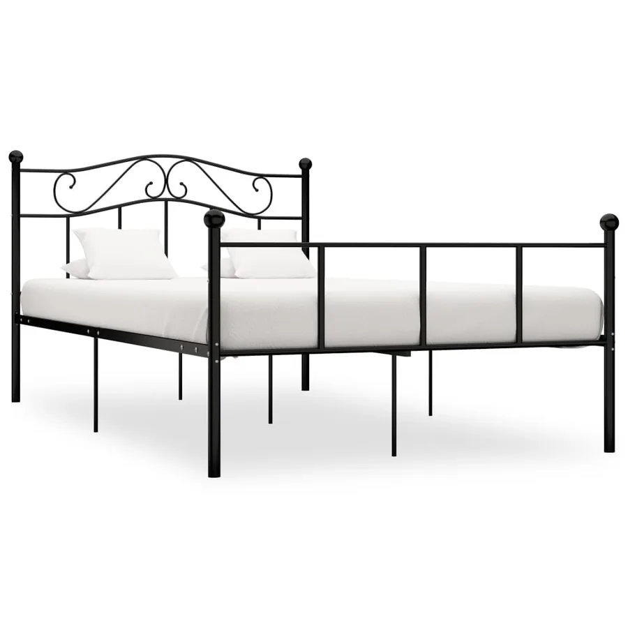 Cadre de lit sans matelas noir métal 120x200 cm