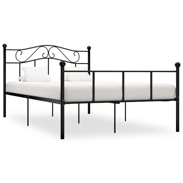 Cadre de lit sans matelas noir métal 120x200 cm
