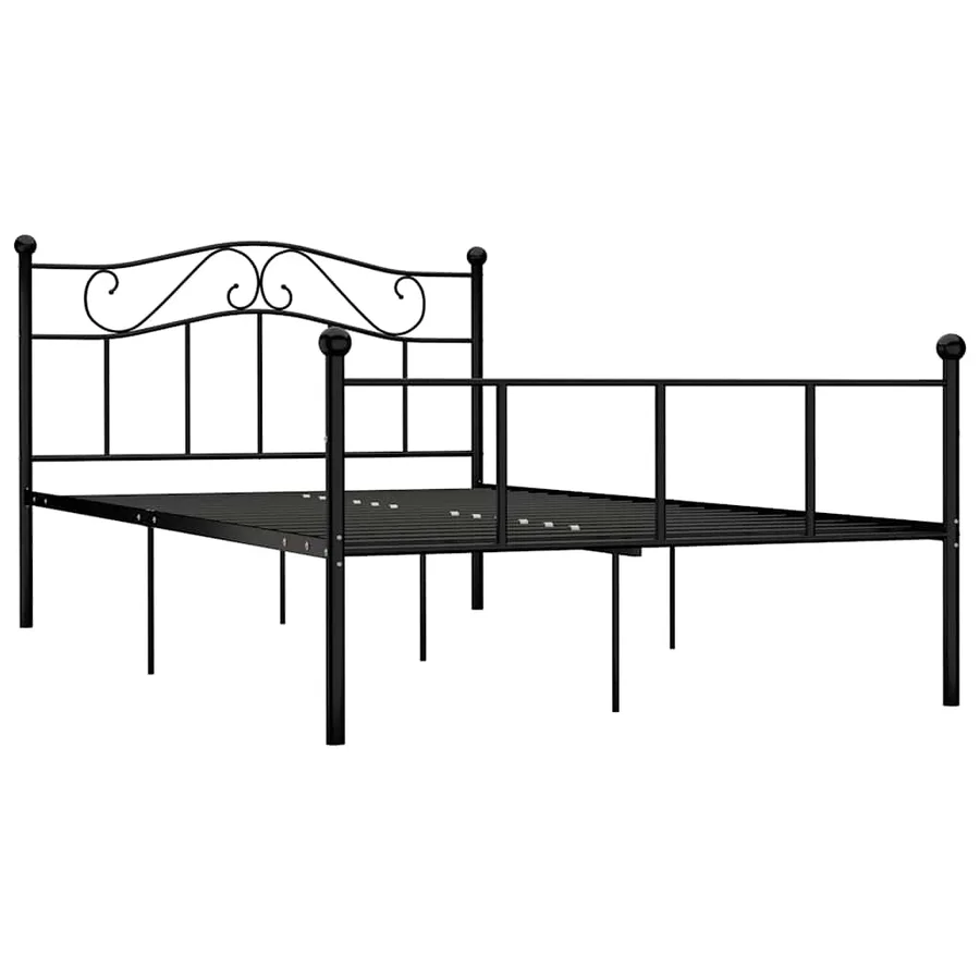Cadre de lit sans matelas noir métal 120x200 cm - 2