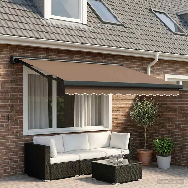 Auvent rétractable Taupe 300 x 250 cm Tissu et Métal