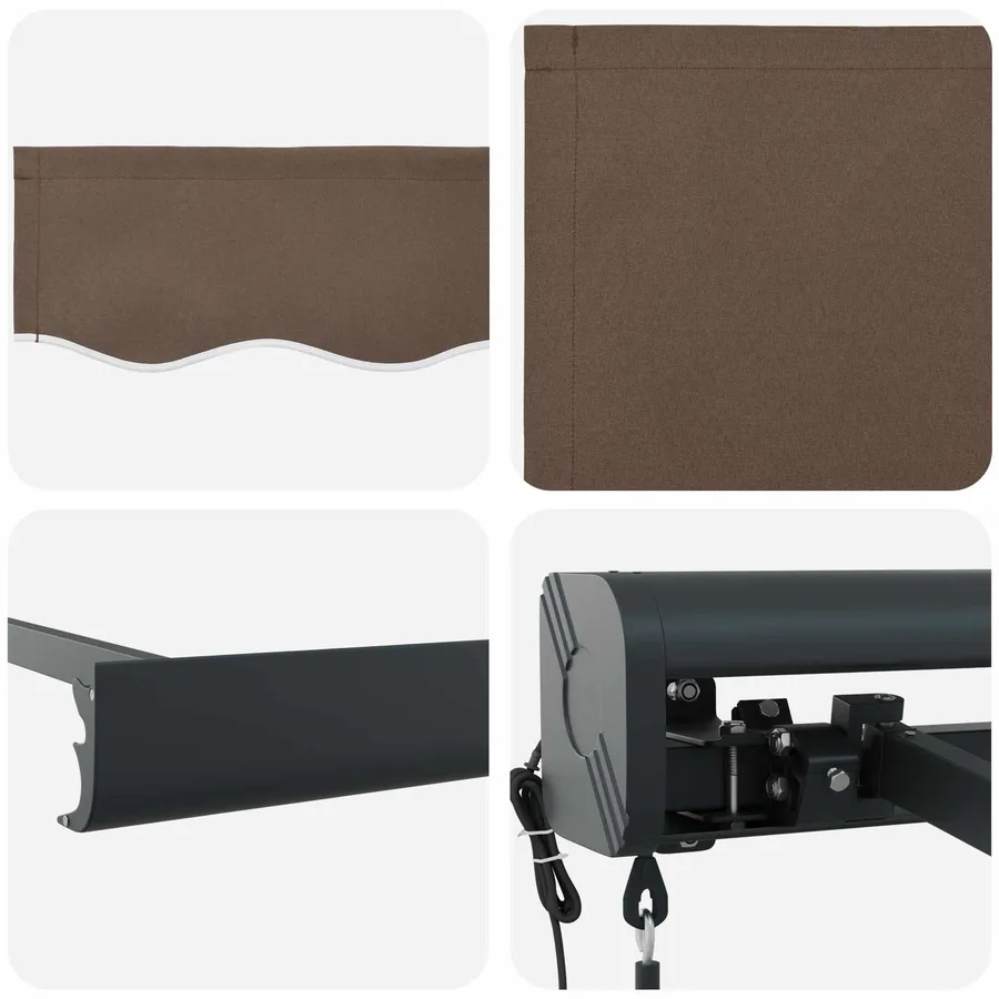 Auvent rétractable Taupe 300 x 250 cm Tissu et Métal - 4