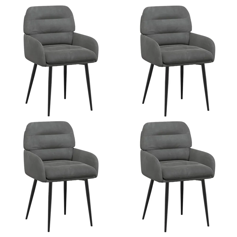 Chaises de salle à manger 4 pcs Velours Gris foncé - 2