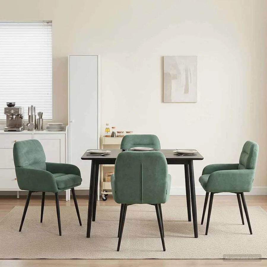 Chaises de salle à manger 4 pcs Velours Vert Mer