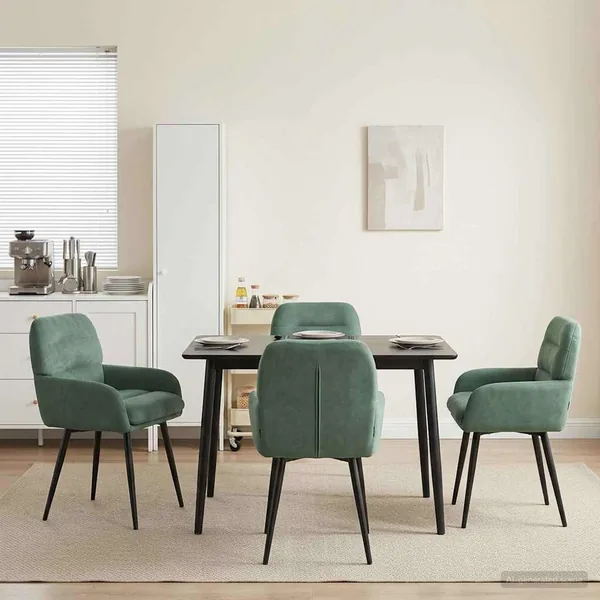 Chaises de salle à manger 4 pcs Velours Vert Mer
