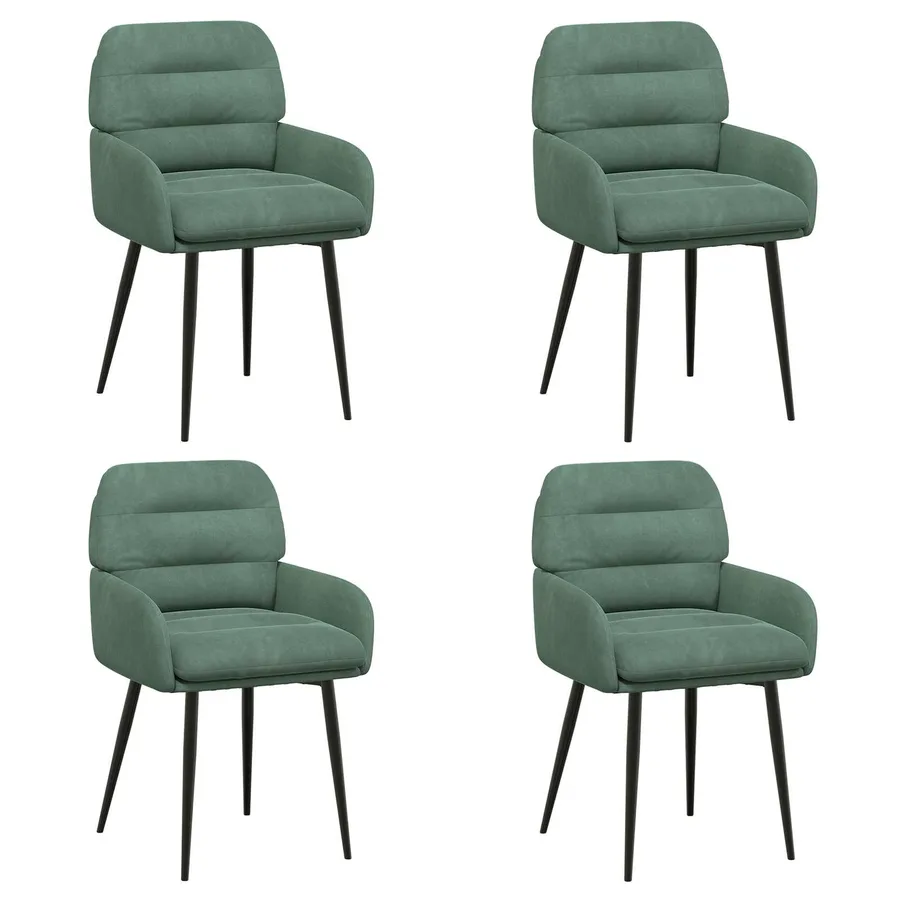 Chaises de salle à manger 4 pcs Velours Vert Mer - 2