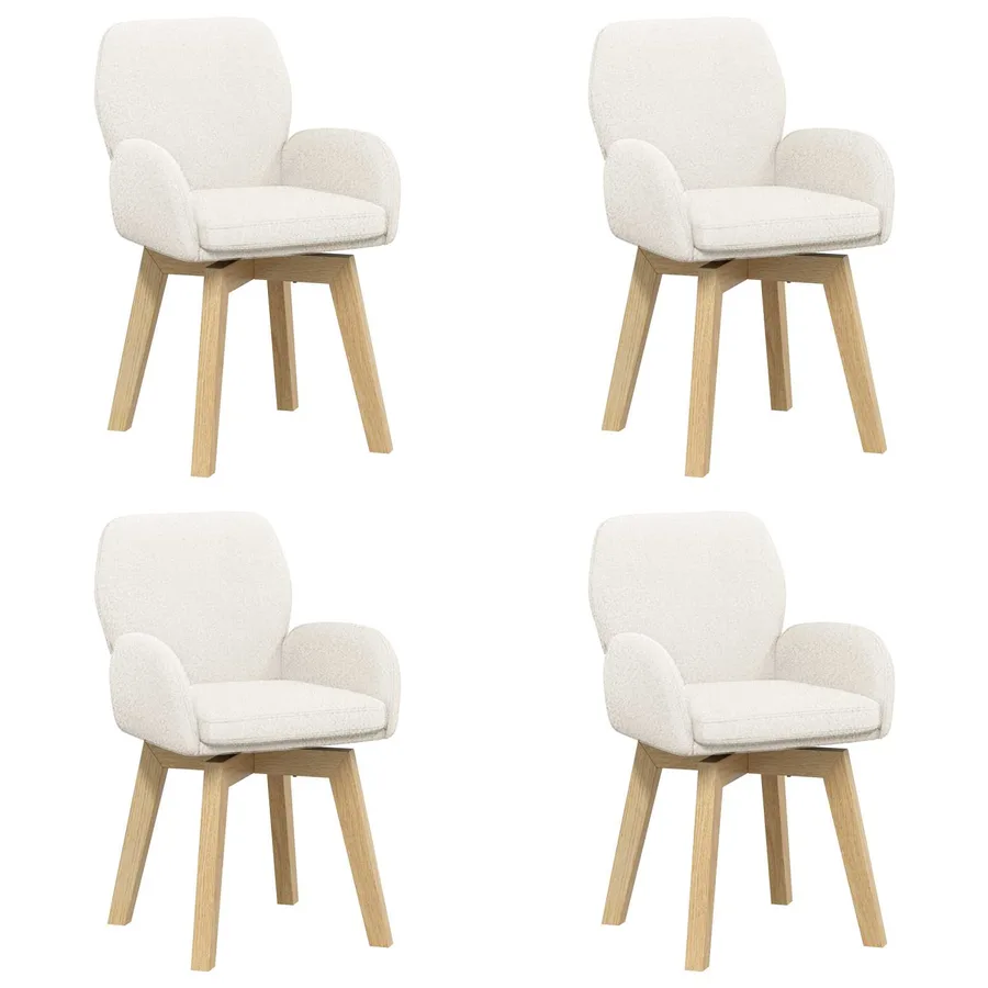 Chaises de salle à manger pivotantes 4 pcs Bouclé Crème - 2