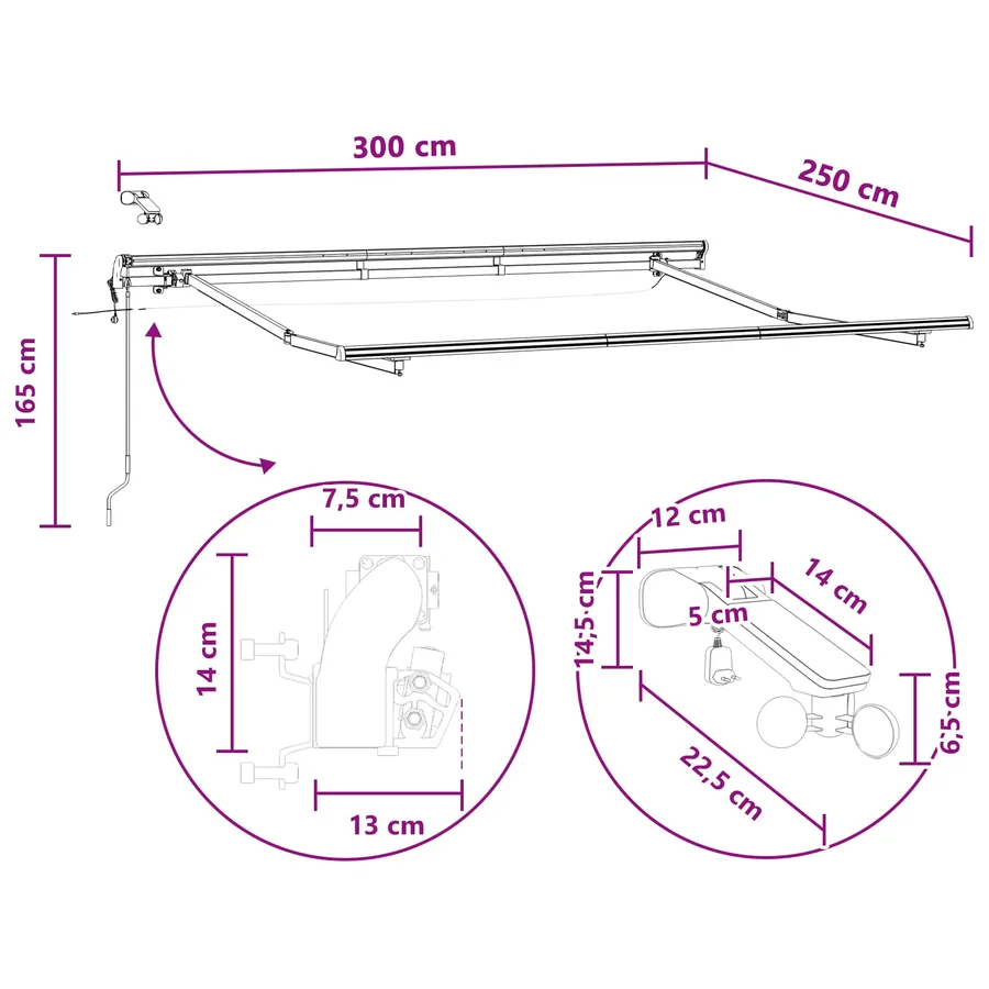 Auvent rétractable électrique Taupe 100% Polyester et Aluminium - 11