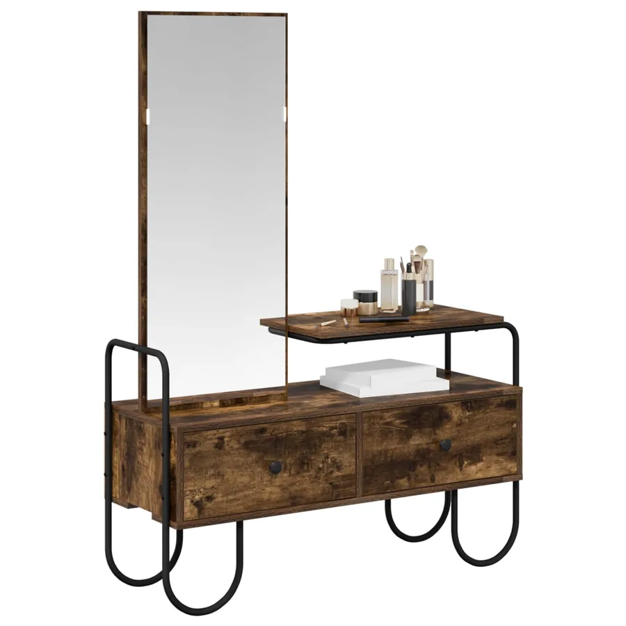 Table de Toilette avec tiroir Chêne fumé Bois d'ingénierie - 3