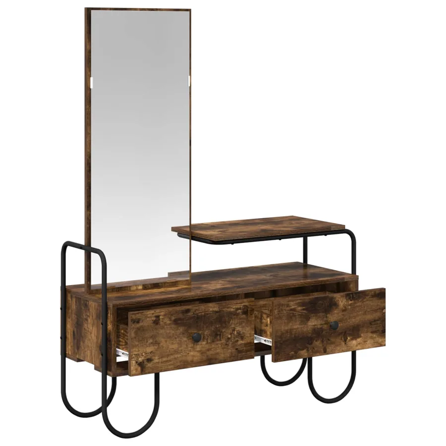 Table de Toilette avec tiroir Chêne fumé Bois d'ingénierie - 4