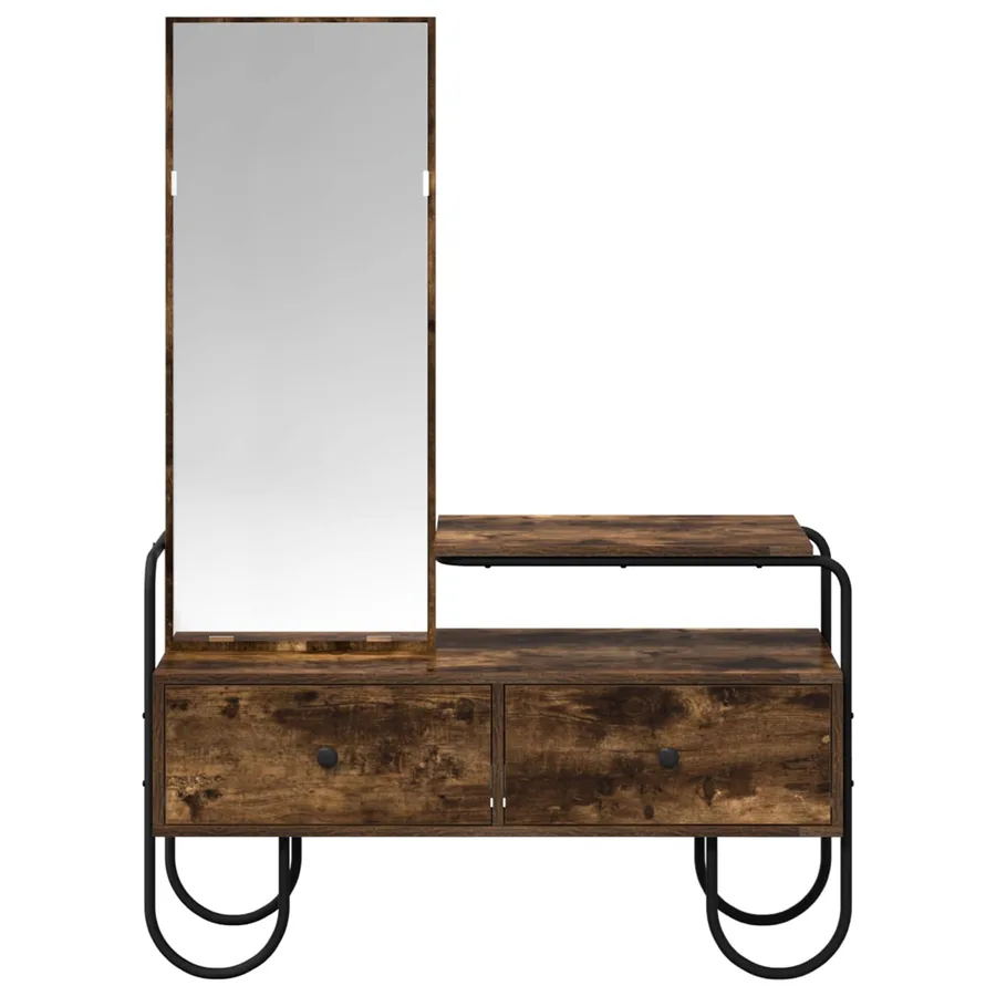 Table de Toilette avec tiroir Chêne fumé Bois d'ingénierie - 5