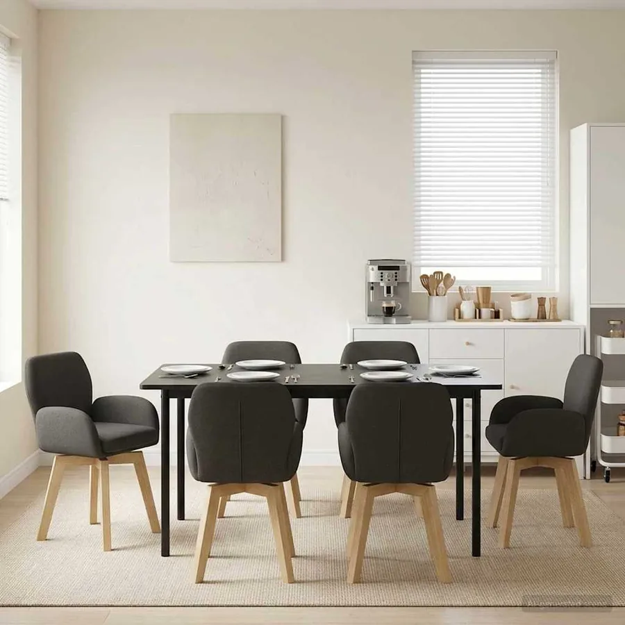 Chaises de salle à manger pivotantes 6 pcs Bouclé Gris foncé