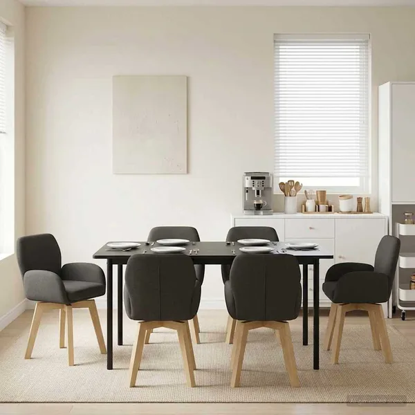 Chaises de salle à manger pivotantes 6 pcs Bouclé Gris foncé