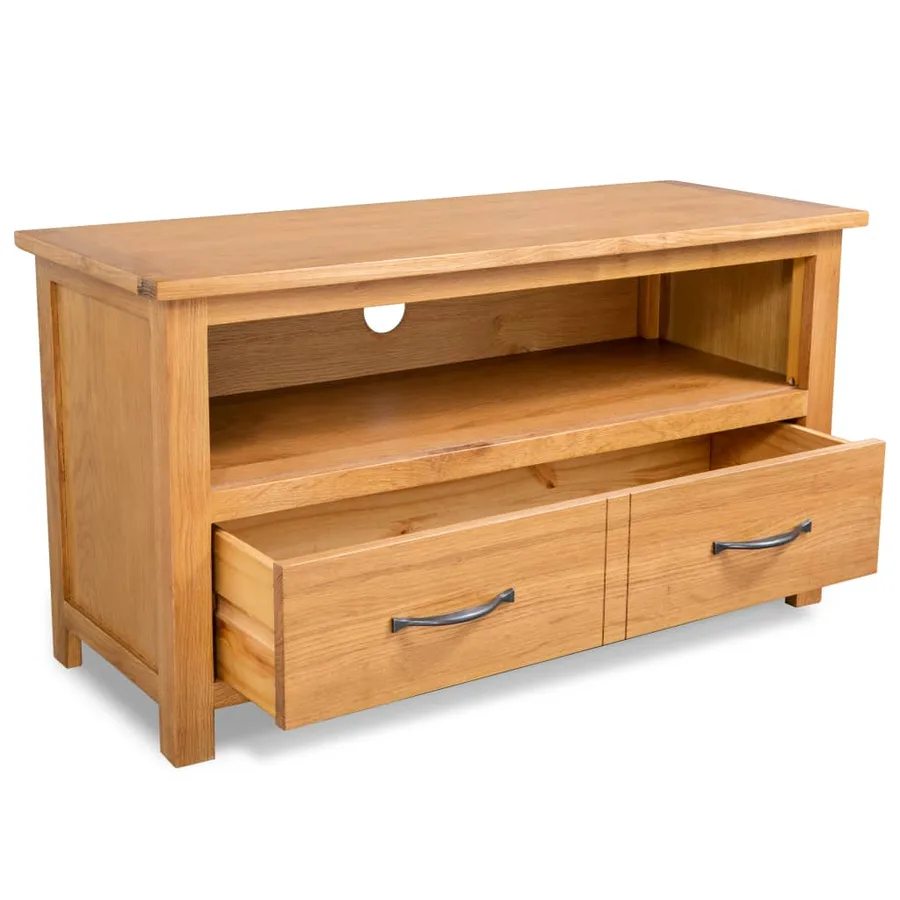 Meuble TV 90x35x48 cm bois de chêne massif - 2
