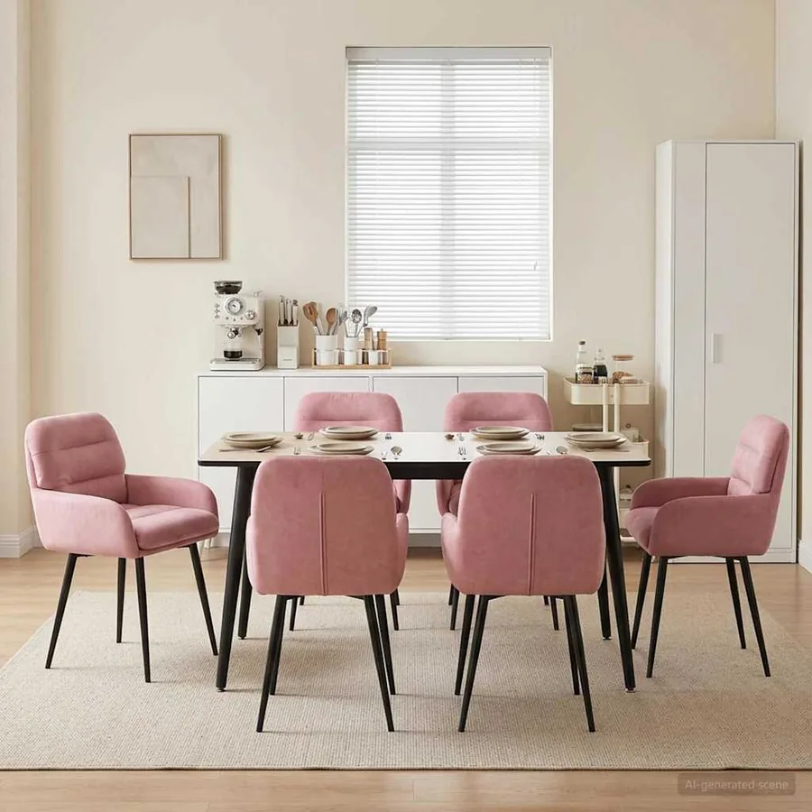 Chaises de salle à manger 6 pcs Velours Rose 59 x 59,5 x 90 cm