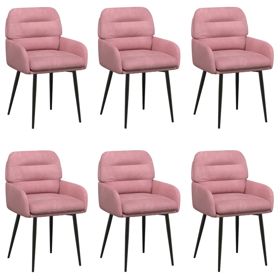 Chaises de salle à manger 6 pcs Velours Rose 59 x 59,5 x 90 cm - 2