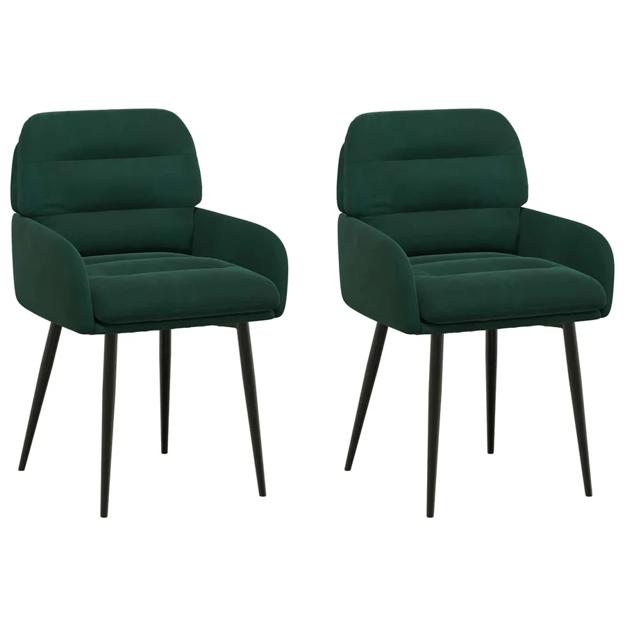 Chaises de salle à manger 2 pcs Velours Vert foncé - 2