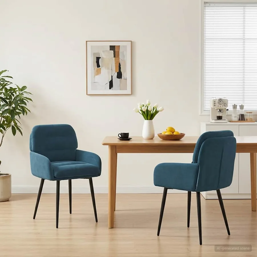 Chaises de salle à manger 2 pcs Velours Bleu 59 x 59,5 x 90 cm