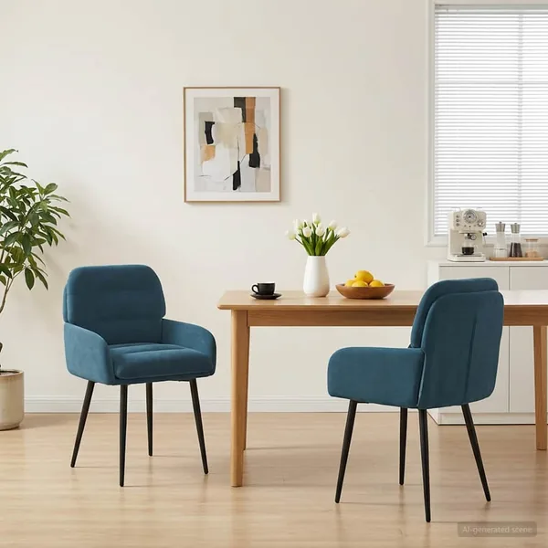Chaises de salle à manger 2 pcs Velours Bleu 59 x 59,5 x 90 cm