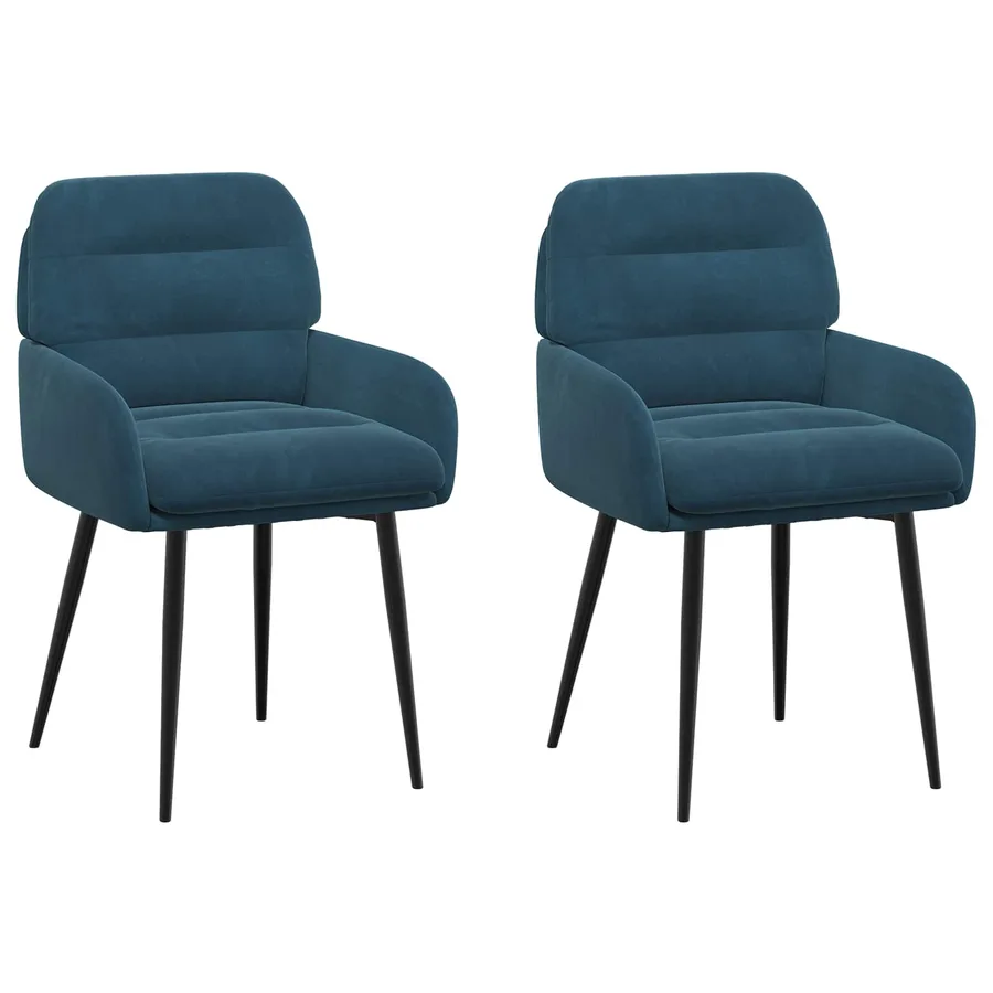 Chaises de salle à manger 2 pcs Velours Bleu 59 x 59,5 x 90 cm - 2