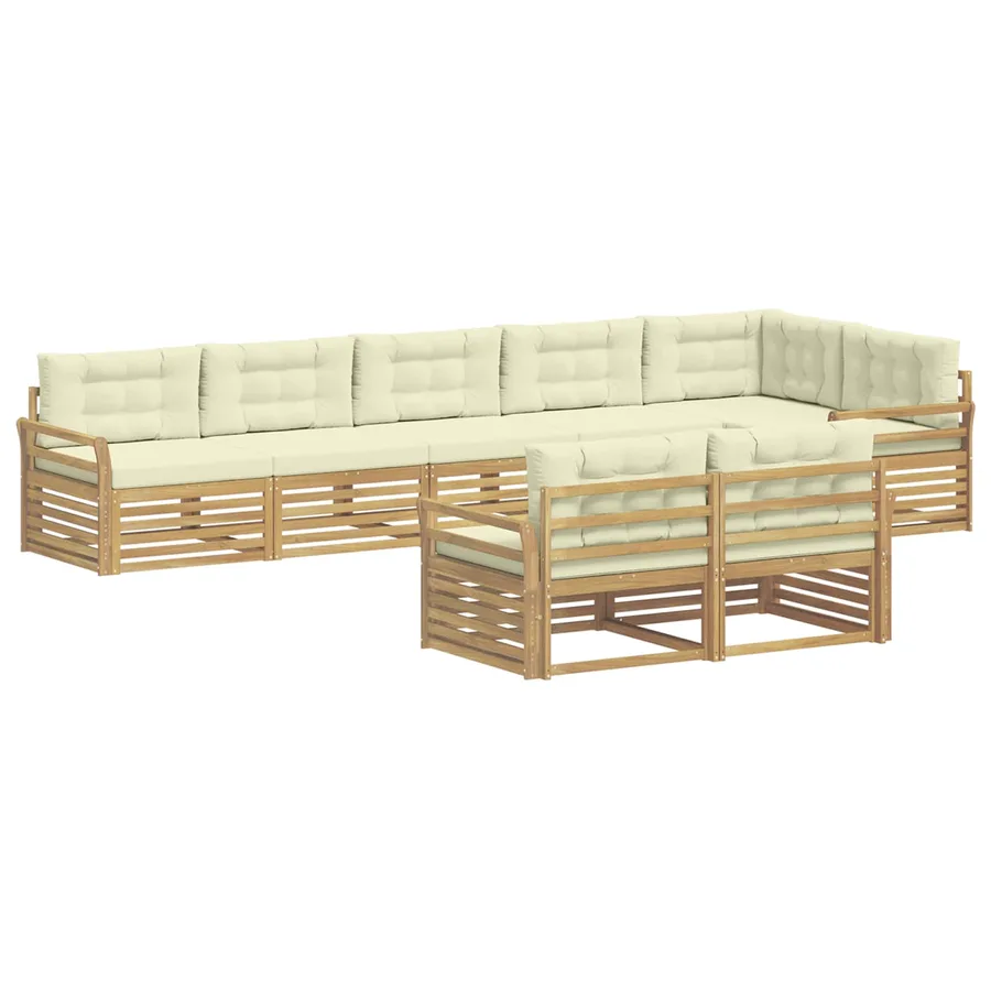 Ensemble de canapés d'extérieur 8 pc Blanc et crème Polyester - 2