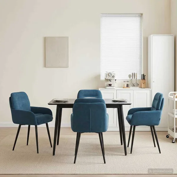 Chaises de salle à manger 4 pcs Velours Bleu 59 x 59,5 x 90 cm