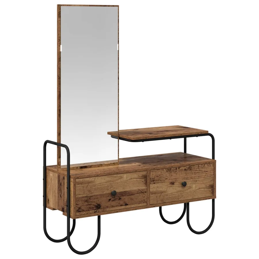 Table de Toilette avec tiroir Bois ancien Bois d'ingénierie - 2