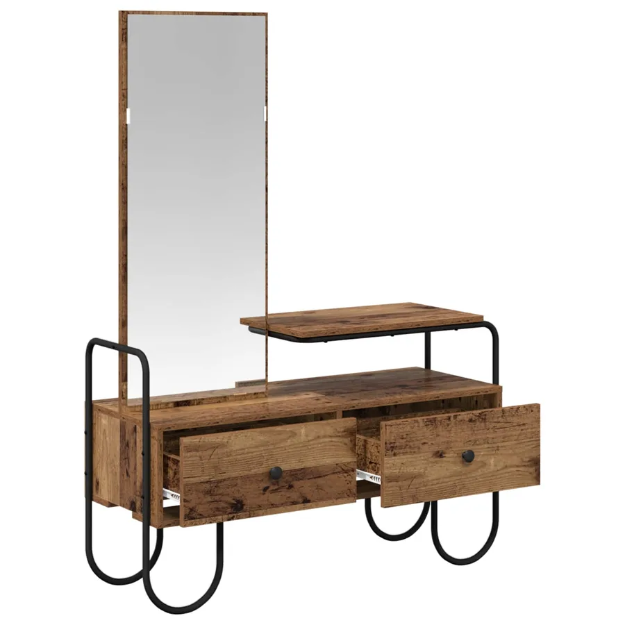 Table de Toilette avec tiroir Bois ancien Bois d'ingénierie - 4