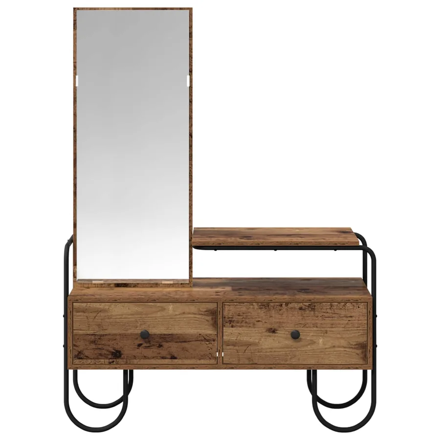 Table de Toilette avec tiroir Bois ancien Bois d'ingénierie - 5