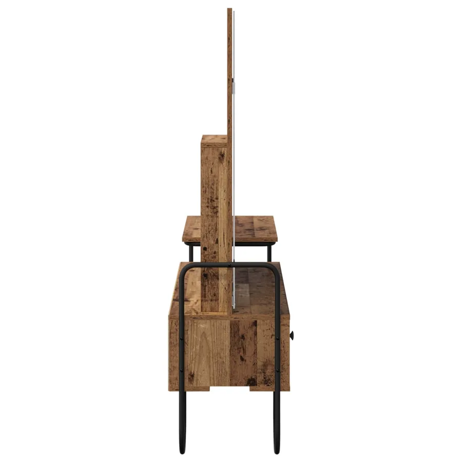 Table de Toilette avec tiroir Bois ancien Bois d'ingénierie - 6
