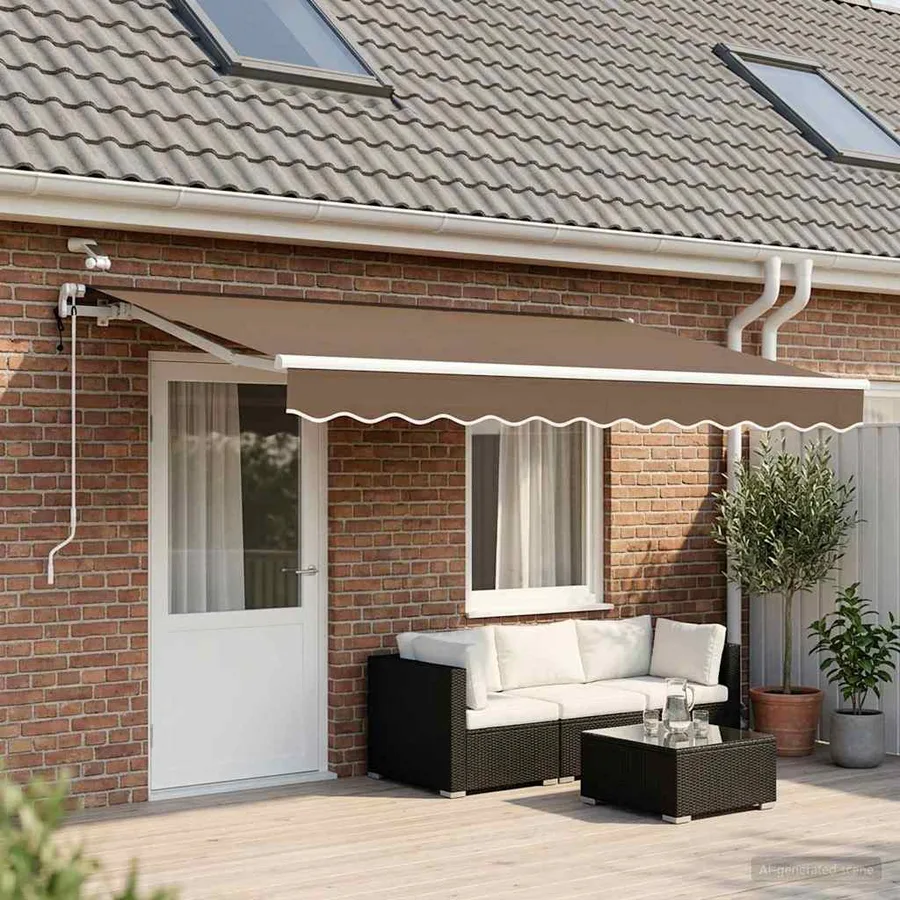 Auvent rétractable Taupe 400 × 300 cm Polyester - 3