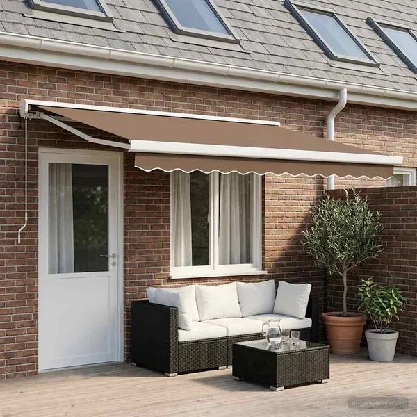 Auvent rétractable Taupe 400 × 300 cm Tissu et Métal