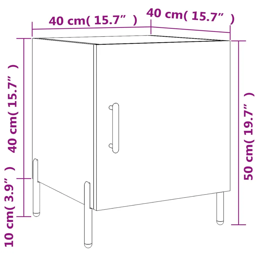 Table de chevet blanc 40x40x50 cm bois d’ingénierie - 13