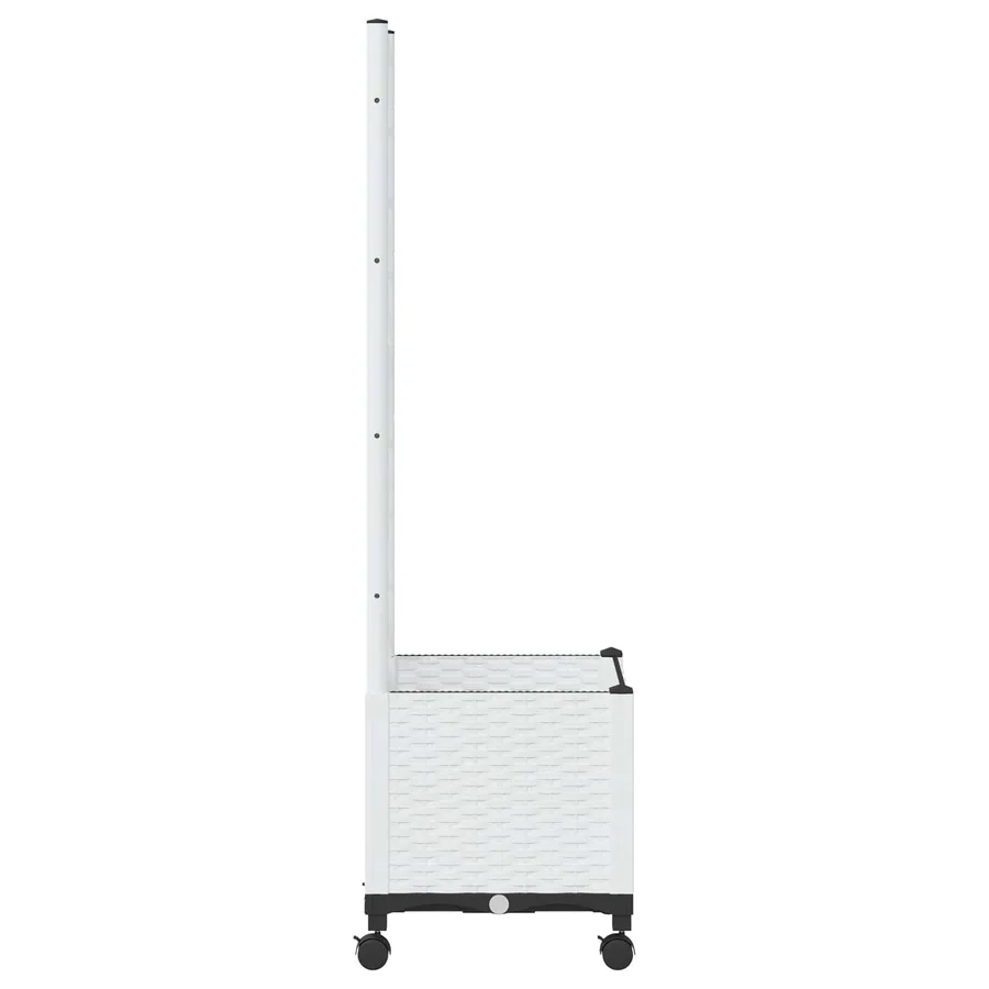 Bac de jardin avec treillis et roues Blanc 40 x 40 x 146 cm PP - 4