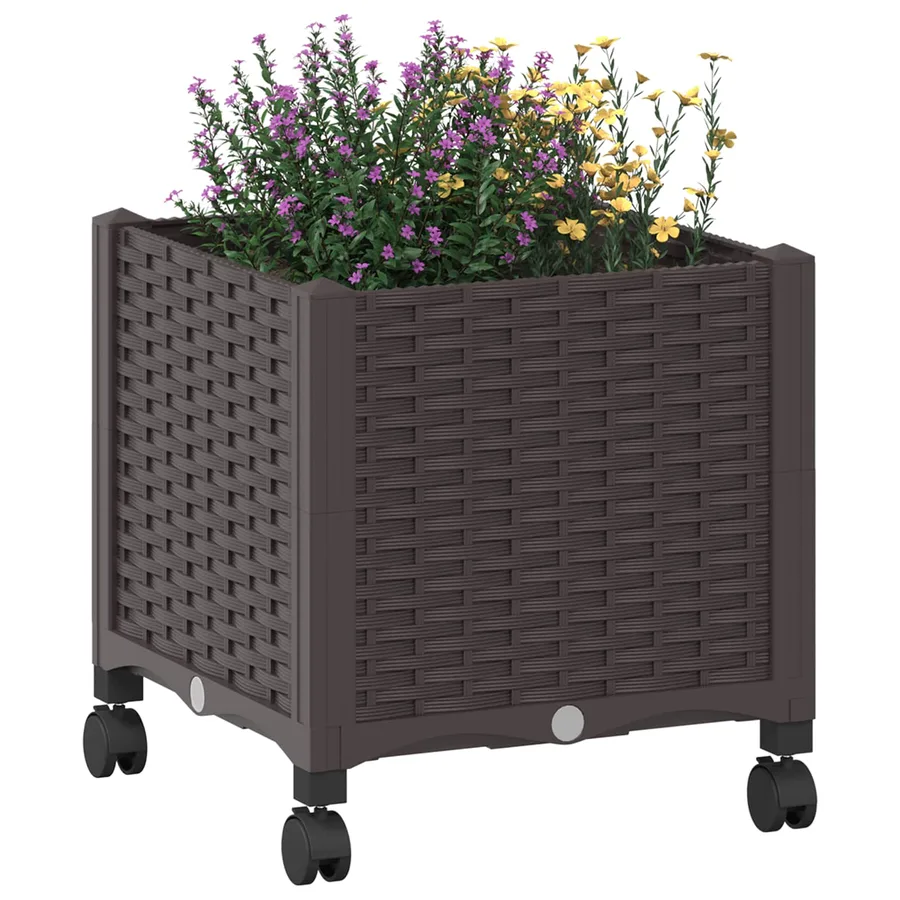 Jardinière avec Roues Marron 40 x 40 x 44 cm PP - 3