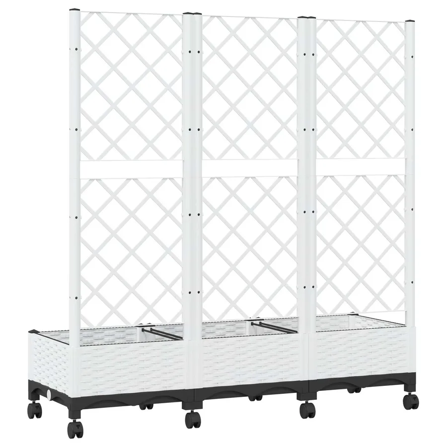 Bac de jardin avec treillis et roues Blanc 120 x 40 x 131,5 cm - 5
