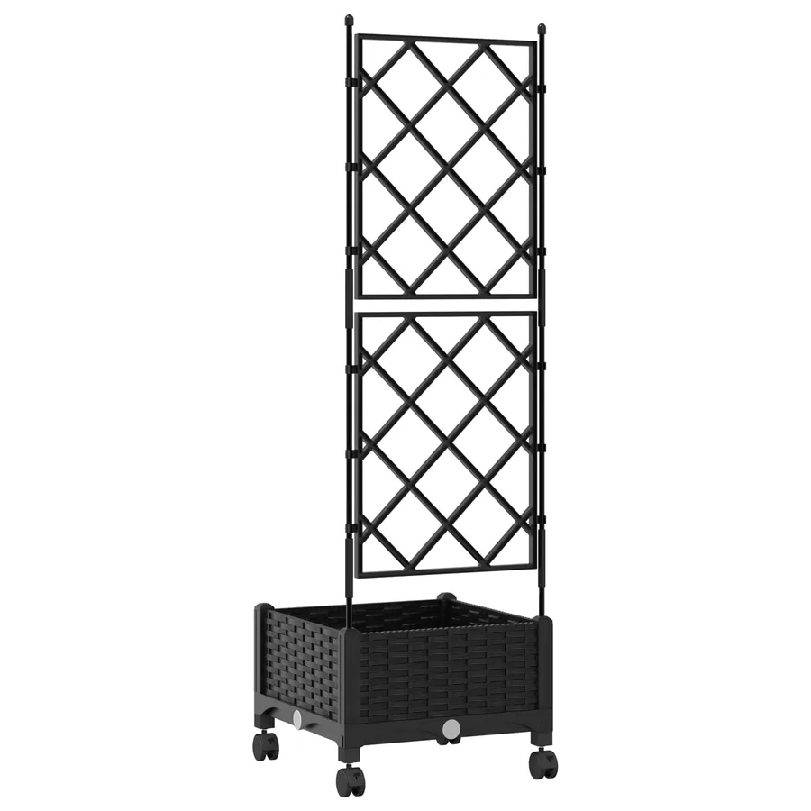 Bac de jardin avec treillis et roues Noir 40 x 40 x 131,5 cm PP - 4