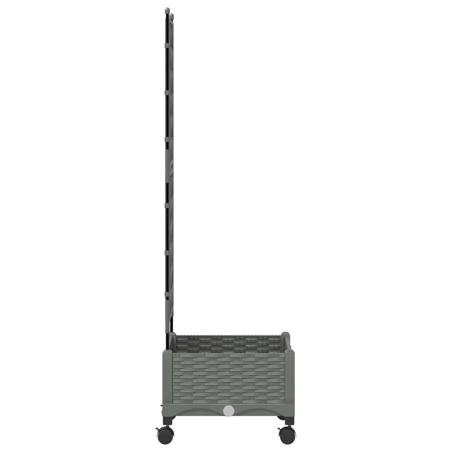 Bac de jardin avec treillis et roues Gris clair PP - 3